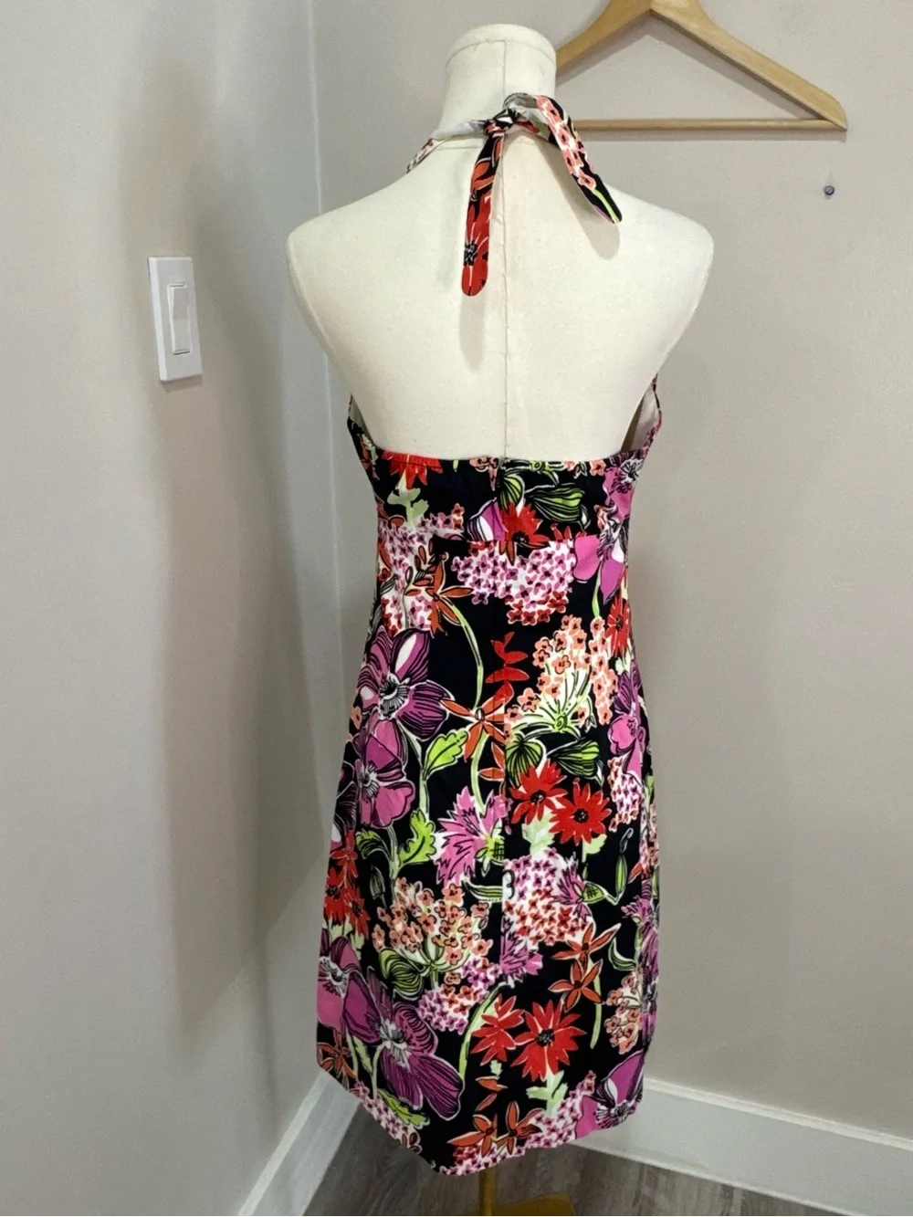 Vintage Lilly Pulitzer White Label Floral Dress Black Flower Market Size  10 - Picture 2 of 5